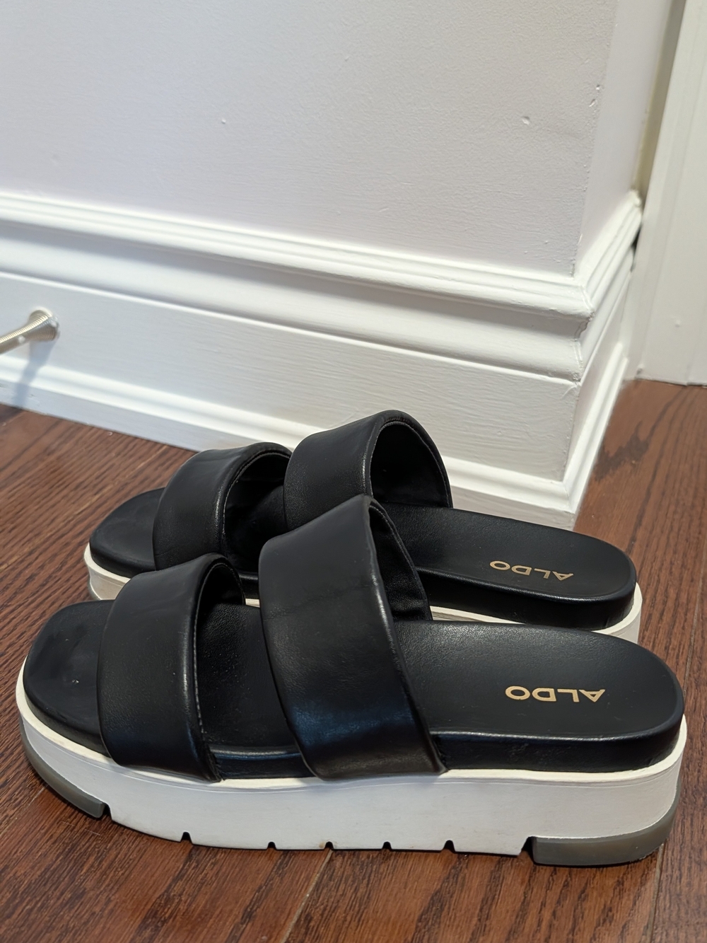 ALDO Black and White Platform Slide Sandals